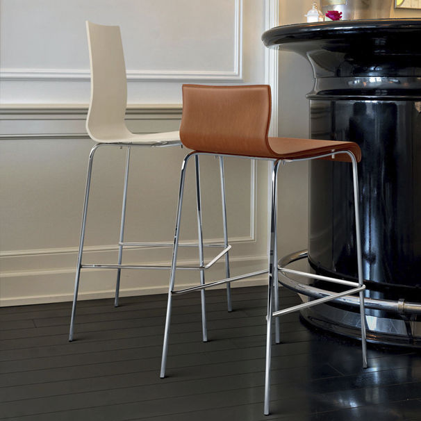Silla de bar contemporánea - ICON-BDK - PAPATYA - de cuero / de acero