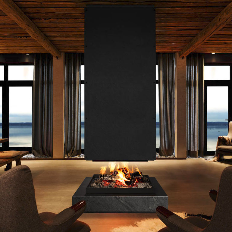 Chimenea de leña - 4FREE 70 - BRUNNER - contemporánea / suspendida