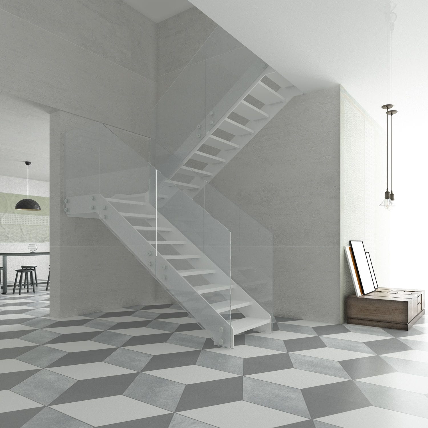 Escalera en U - PLANA LUMINA - TECNOSCALE - contemporánea / estructura