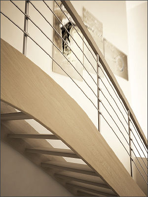 Barandilla de madera - LOGIKA - TECNOSCALE - de acero inoxidable / con