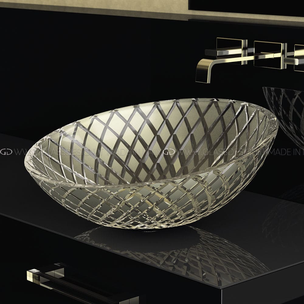 Lavabo sobre mueble XENI GLASS DESIGN Srl de vidrio / con espejo