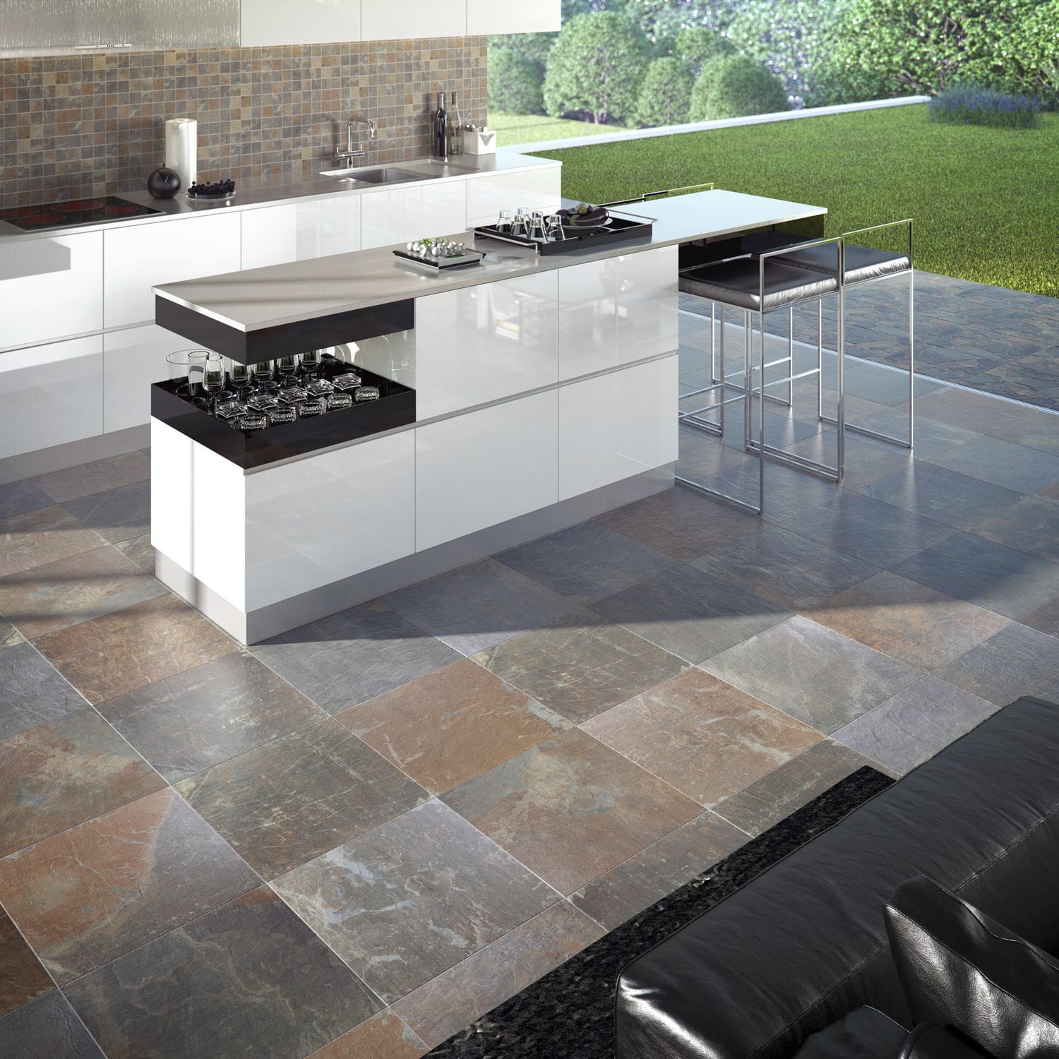 Baldosa de exterior - MULTICOLOR SLATE ~ CANYON - DOMINO - para cocina