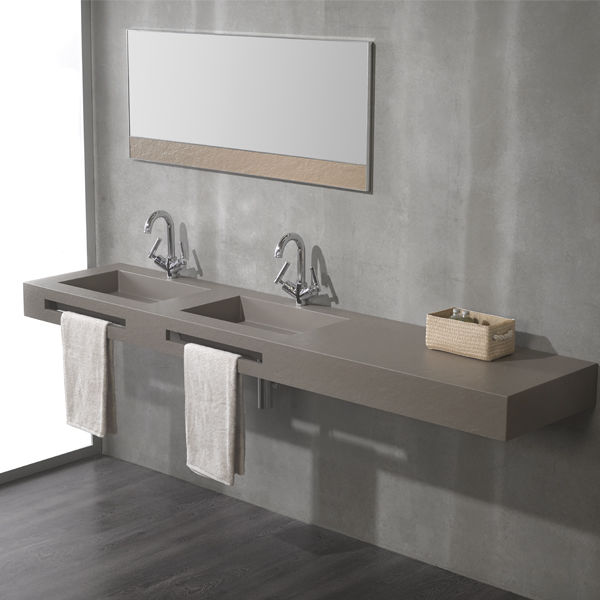 Encimera de lavabo doble - INFINITY 2 - ACQUABELLA - de material