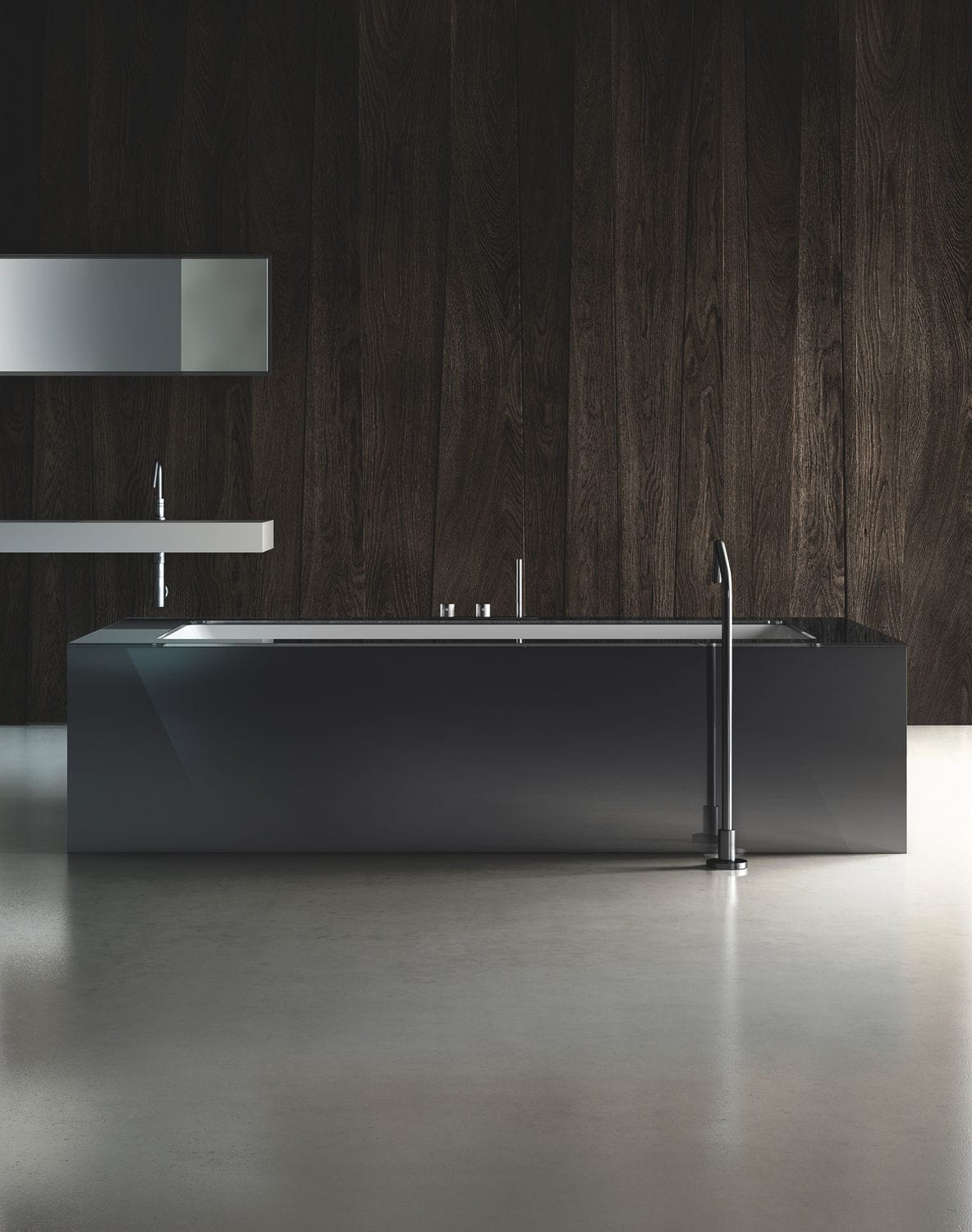 Bañera de Corian® - WAVE - MAKRO - de resina / de mármol / de madera