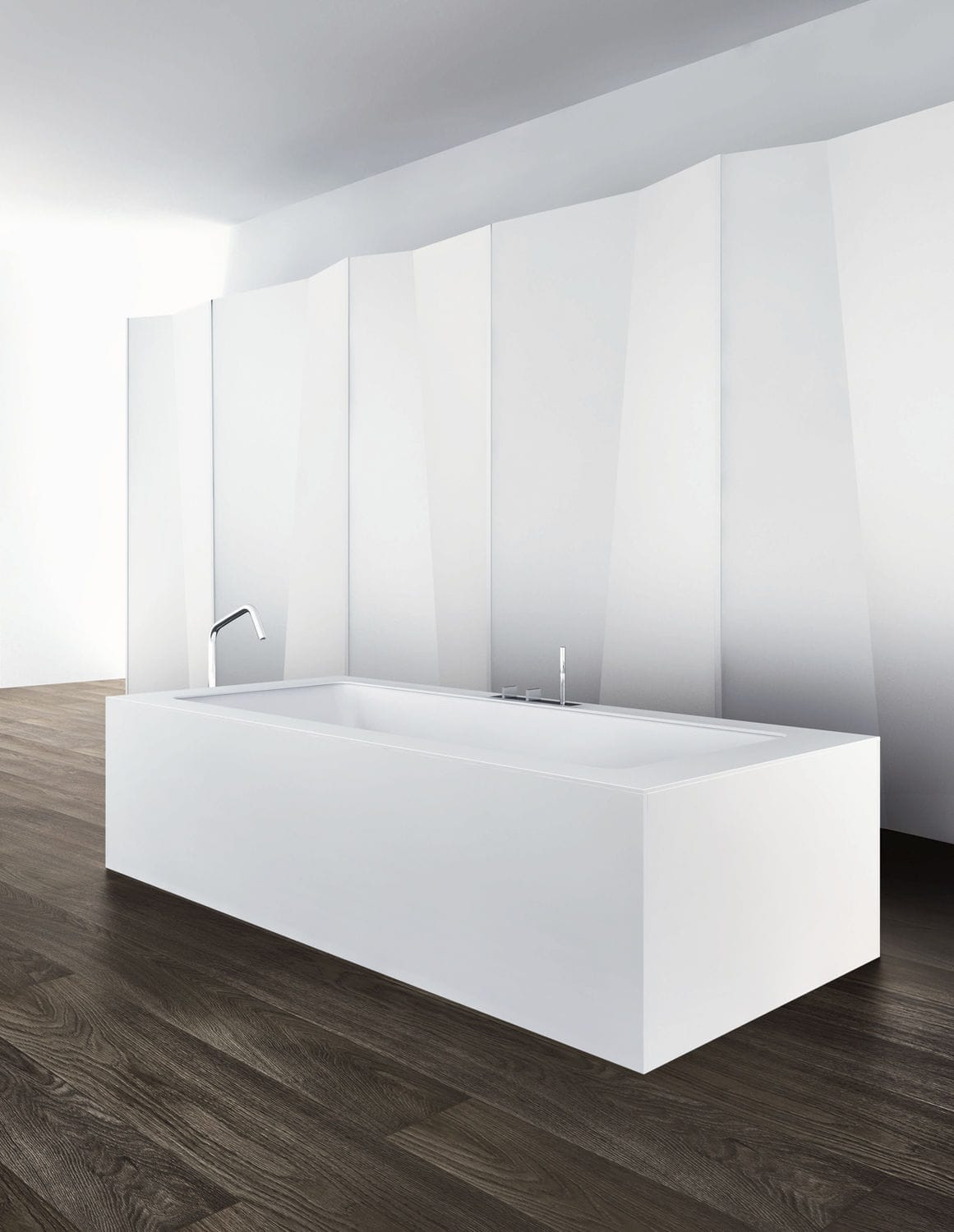 Bañera de Corian® - WAVE - MAKRO - de resina / de mármol / de madera