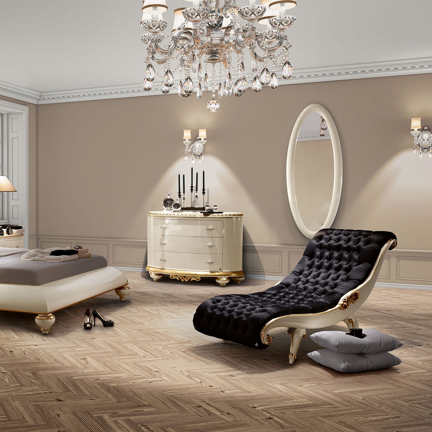 Chaise longue Chesterfield Venezia Jetclass de tejido / de cuero