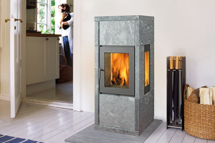 Estufa de leña - KUBE 3 - GRANIT KLEBER AS - de 3 caras / de piedra