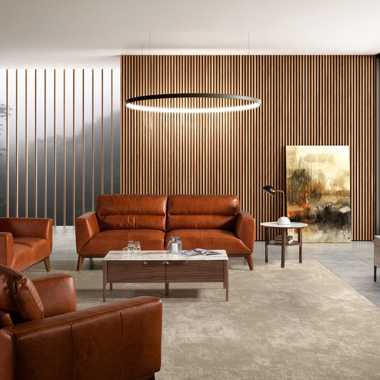 Sofá marrón 6046 Angel Cerdá de cuero / de piel de vaca / con