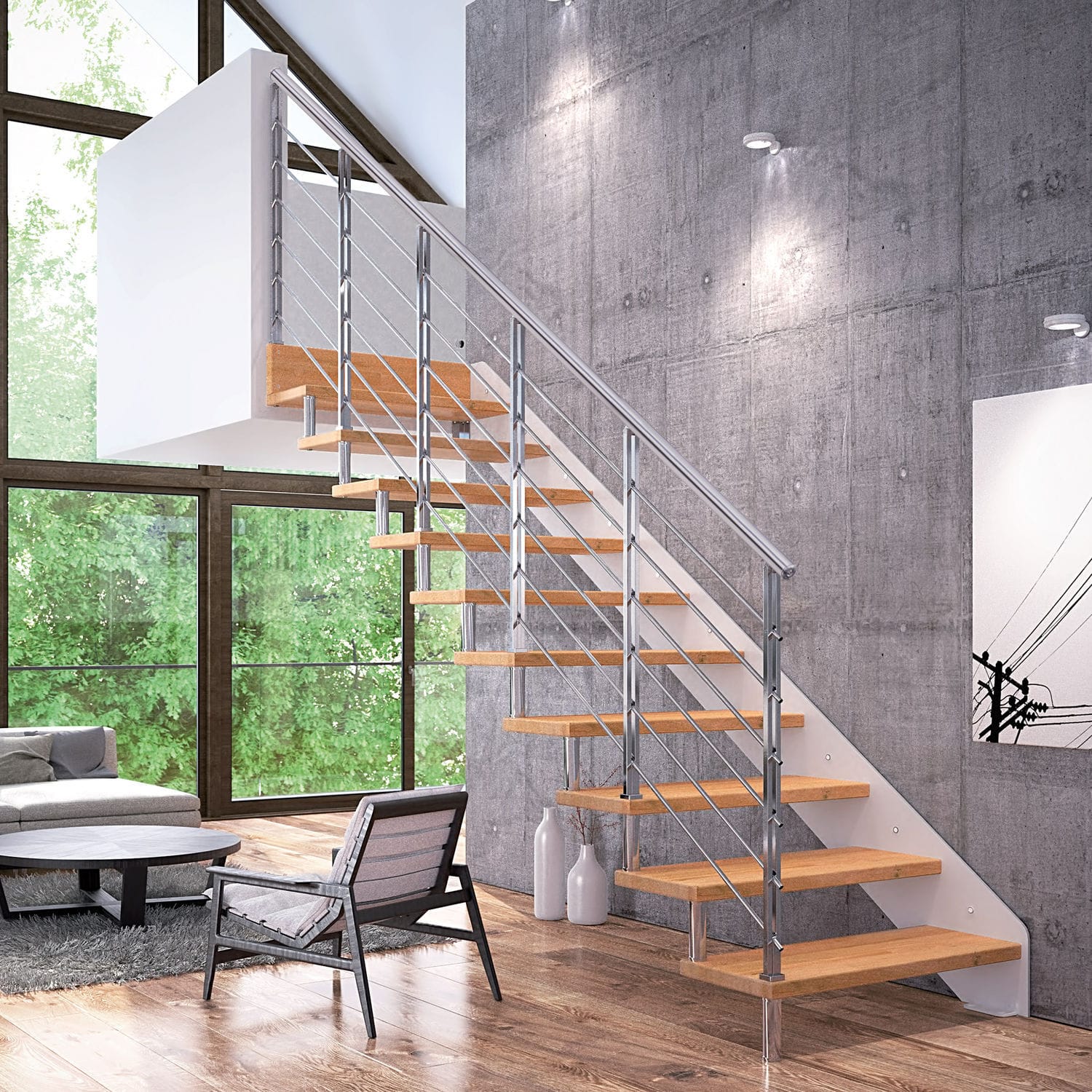 Escalera recta - RECTA - RINTAL - en L / en U / contemporánea