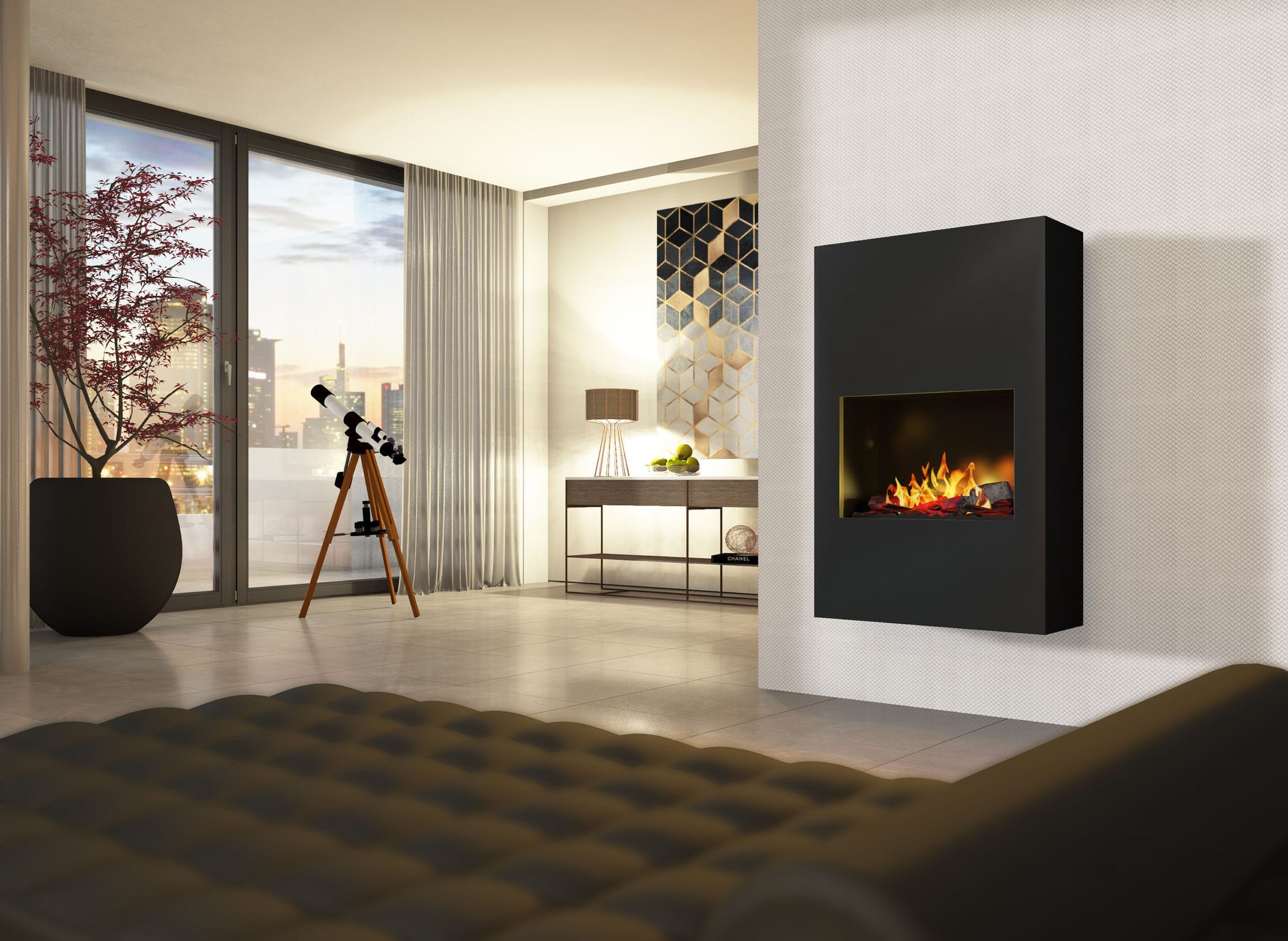 Chimenea eléctrica - BERGAMO TORRETTA - muenkel design - contemporánea