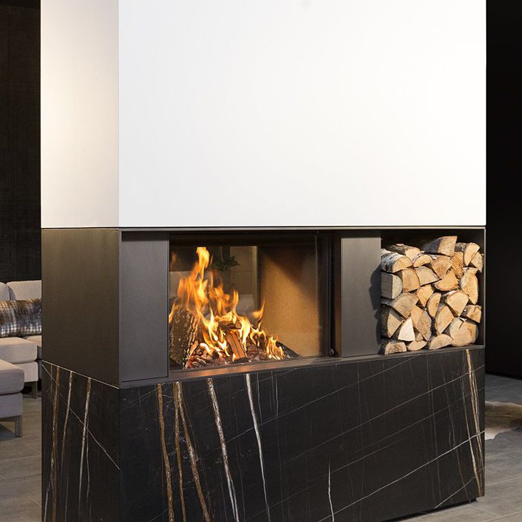 Chimenea de leña - W80/52T - Kalfire Fireplaces - contemporánea / hogar