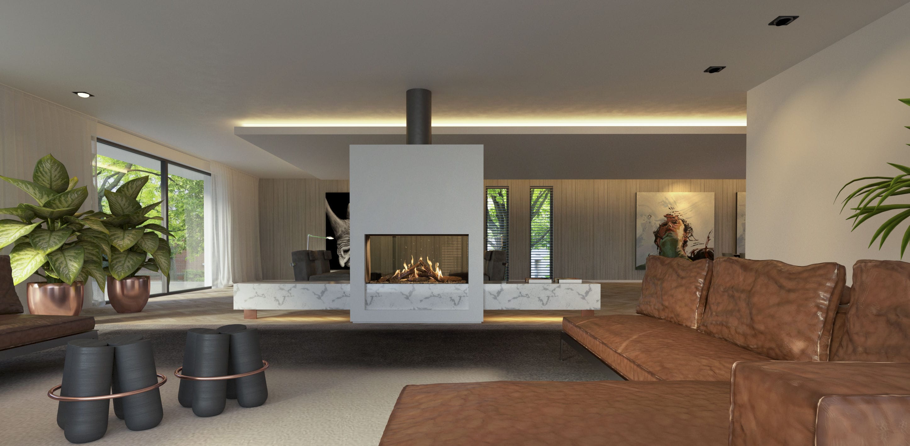 Chimenea de gas - GP110/59T - Kalfire Fireplaces - contemporánea