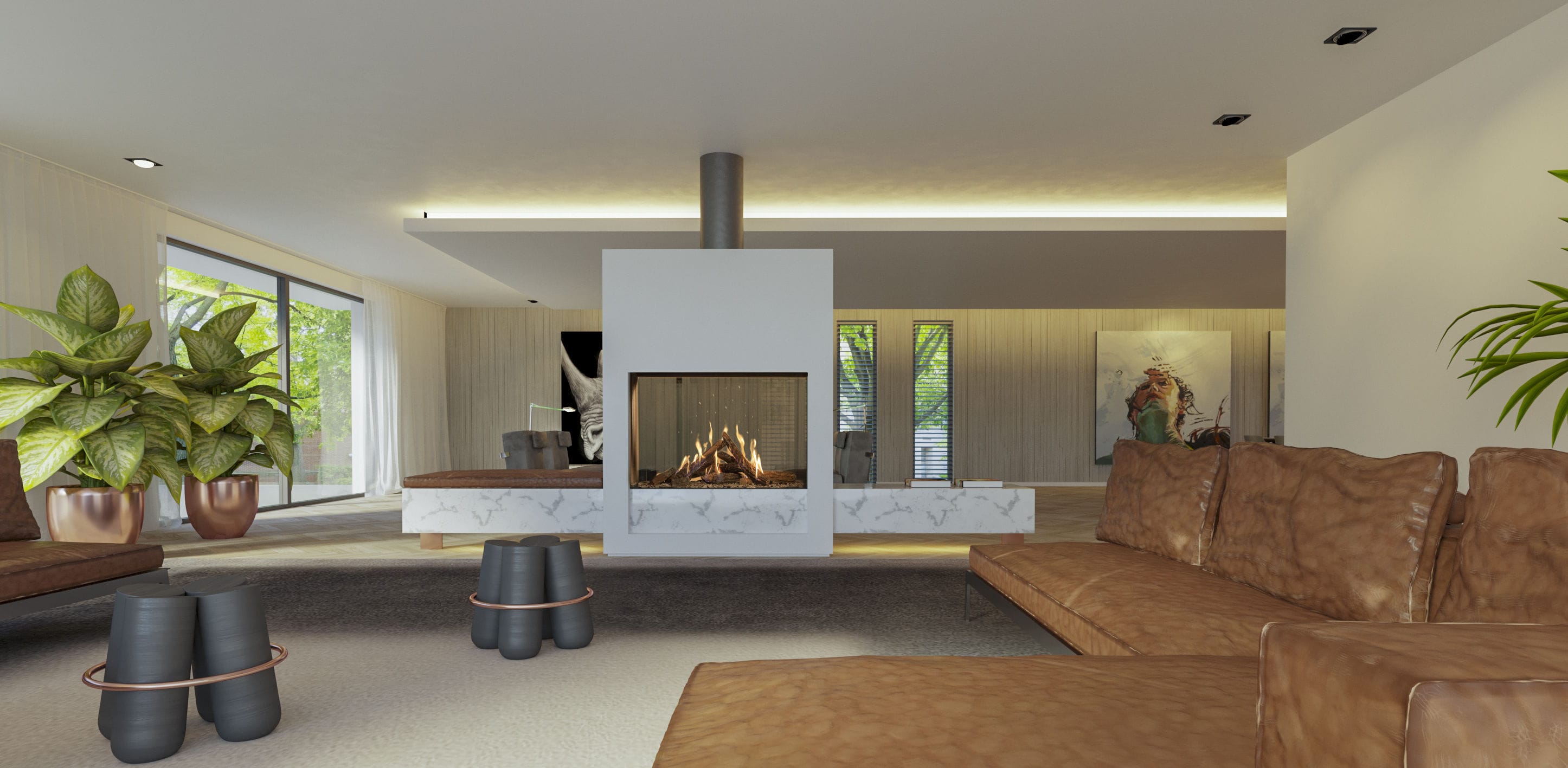 Chimenea de gas - GP 110/79T - Kalfire Fireplaces - contemporánea