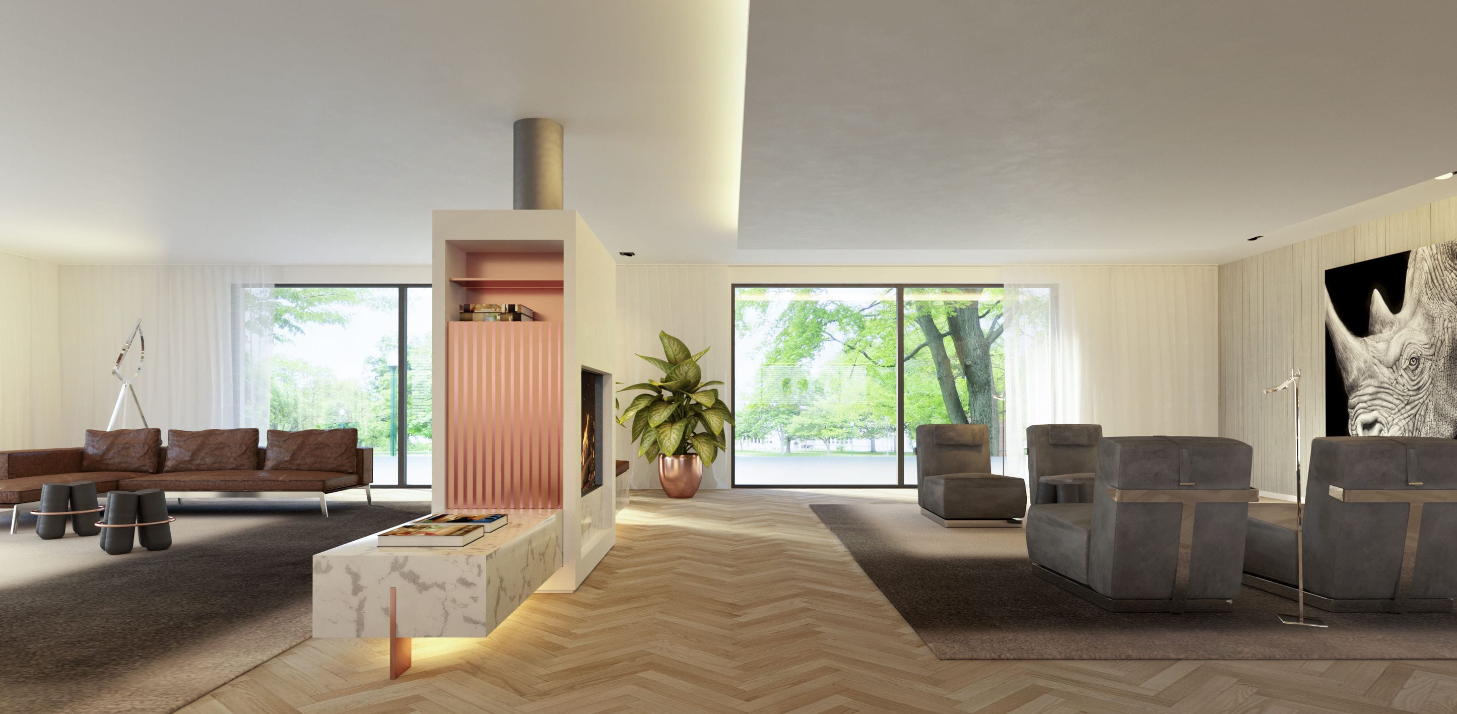 Chimenea de gas - GP 110/79T - Kalfire Fireplaces - contemporánea