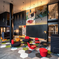 Sillón contemporáneo / de cuero / de tejido...