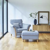 Sillón contemporáneo / de tejido / de roble...
