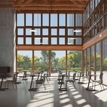 Mesa contemporánea / de madera / con base...