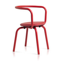 Silla contemporánea / de cuero / con base...