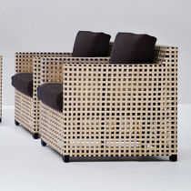 Sillón contemporáneo / de cuero / de haya...