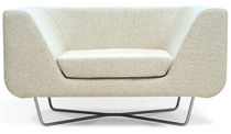 Sillón contemporáneo / de cuero / patín