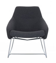 Sillón contemporáneo / de cuero / patín