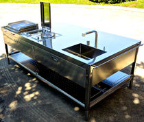Cocina contemporánea / de acero inoxidable...