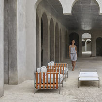 Sillón contemporáneo / de cuero / de acero...