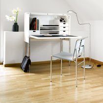 Silla contemporánea / de cuero / con base...