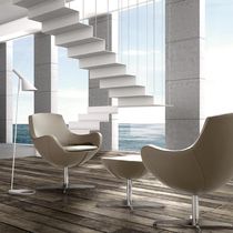Sillón contemporáneo / de cuero / de metal...