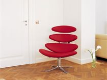 Sillón bajo contemporáneo / de cuero / de...