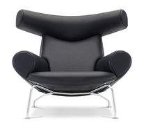 Sillón contemporáneo / de cuero / de acero...