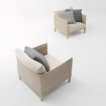 Sillón contemporáneo / de tejido / de madera...