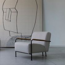 Sillón contemporáneo / de cuero / de tejido...