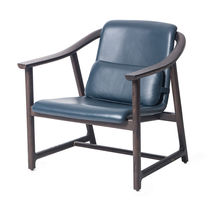 Sillón contemporáneo / de cuero / de madera...