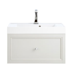 mueble de lavabo suspendido / de madera / de cerámica / contemporáneo