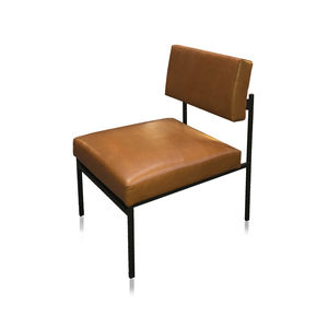 sillón bajo contemporáneo / de tejido / de cuero / de metal