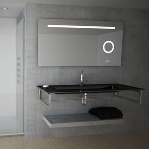 espejo para baño de pared / con luz LED / contemporáneo / rectangular