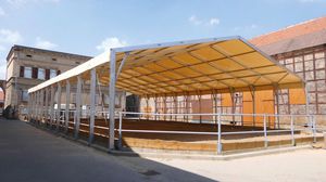 marquesina de metal y lona para espacios públicos para espacio público