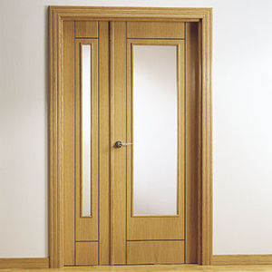 puerta de interior / abatible / de roble / acristalada
