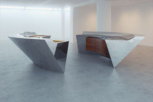 cocina contemporánea / de vidrio / de madera / de acero inoxidable