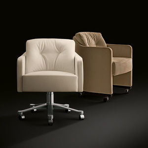 sillón contemporáneo / de tejido / de cuero / giratorio