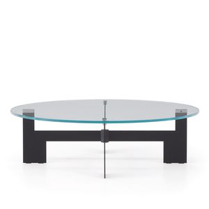 mesa de centro contemporánea / de vidrio / de metal / con base metálica