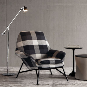 sillón contemporáneo / de tejido / de cuero / de aluminio fundido