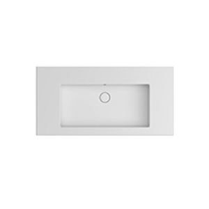 lavabo suspendido / rectangular / de cerámica / moderno