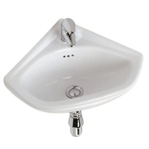 lavabo suspendido / de esquina / de cerámica / moderno