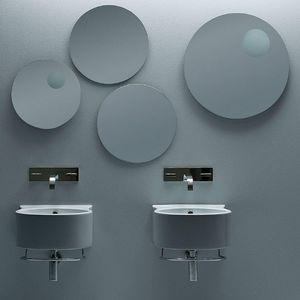 espejo para baño de pared / con luz / contemporáneo / redondo