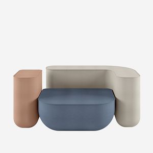 banqueta modular / contemporánea / de tejido / de cuero
