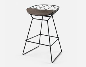 taburete de bar contemporáneo / de cuero / de acero / de tejido
