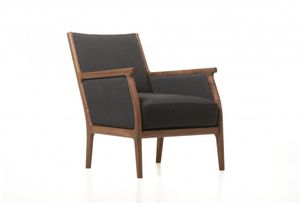 sillón contemporáneo / de madera / de tejido / con reposapiés