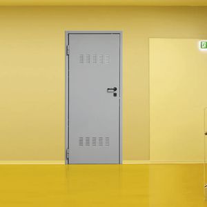 puerta de entrada / abatible / de acero / de seguridad